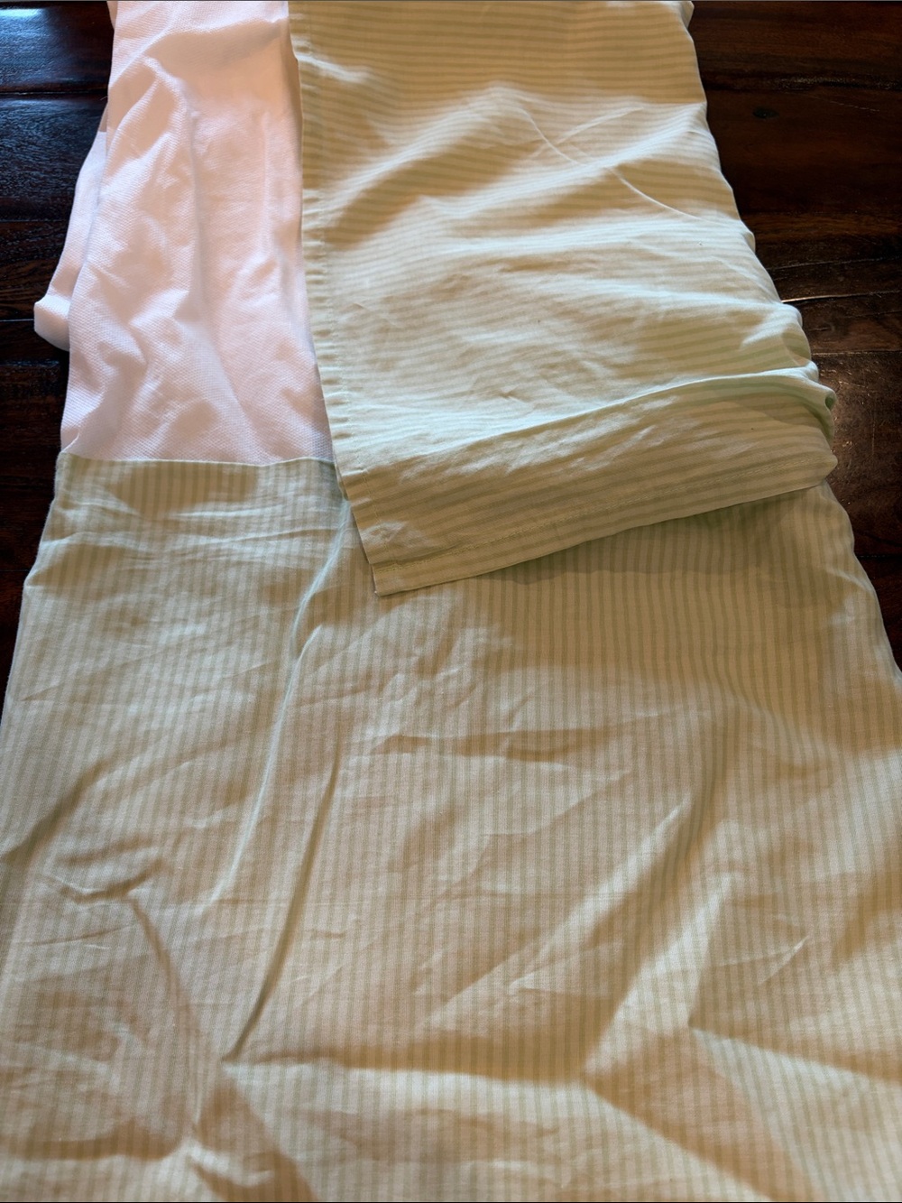 Soft Stripe Cotton Bed Skirt- Light Green